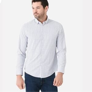 Mizzen + Main Men’s Leward No Tuck Dress Shirt Size XXL Navy Blue/White Gingham